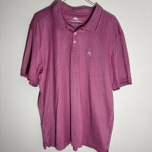 Tommy Bahama Very Berry Striped Island Zone Polo Shirt XL Golf Logo Embroidered
